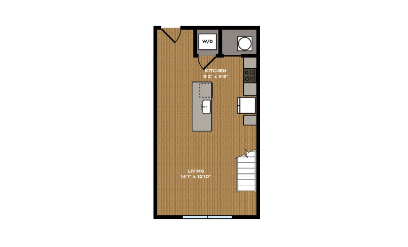 1F-1 - 1 bedroom floorplan layout with 1 bathroom and 782 square feet