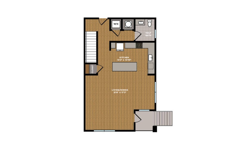 3B-1 - 3 bedroom floorplan layout with 2.5 bathrooms and 1469 square feet